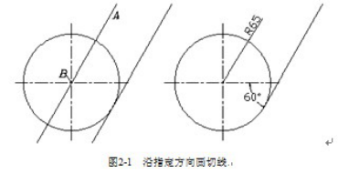 CAD中如何沿著指定的方向畫出圓弧切線