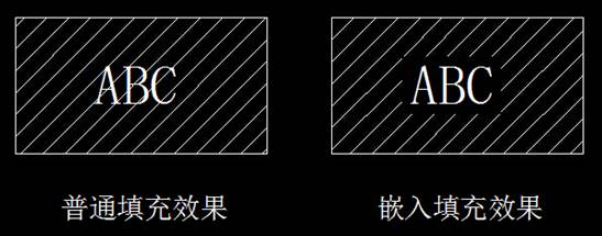 CAD填充如何達到讓文字嵌入到里面效果